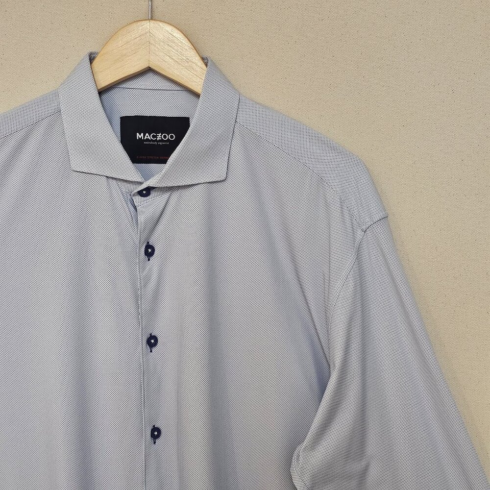 Maceoo Einstein Perforated Blue Button Down 5 XL